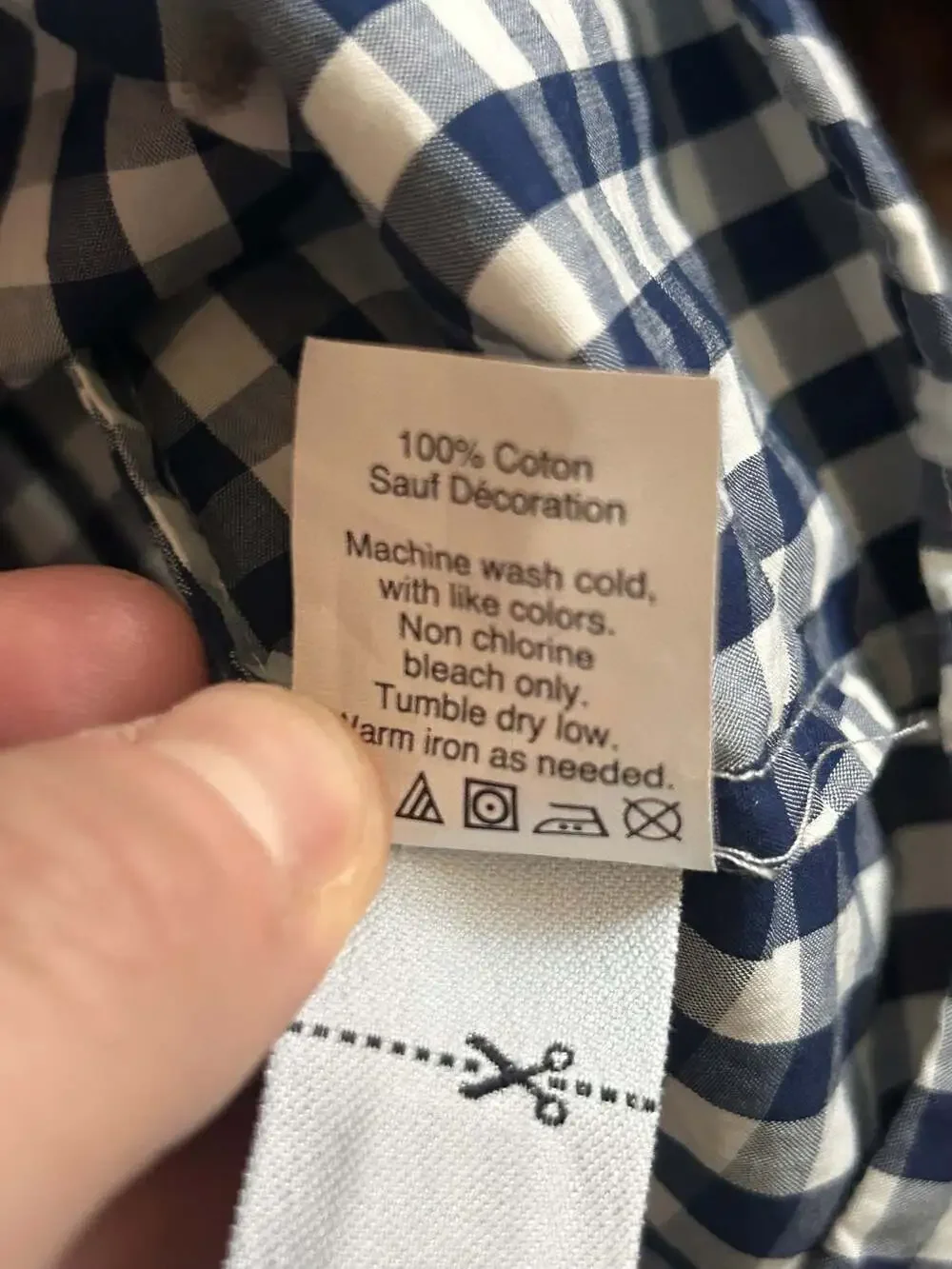 Madewell Women's Blue and White Gingham Off-the-Shoulder Smocked Top Americana
